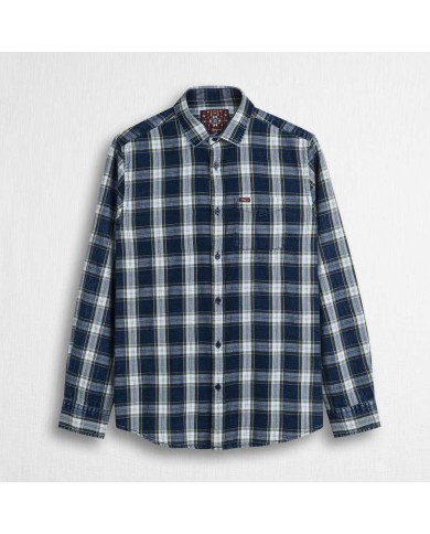 MCS CAMICIA IN COTONE A QUADRI INDIGO