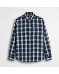 MCS CAMICIA IN COTONE A QUADRI INDIGO