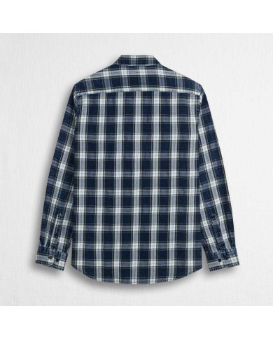 MCS CAMICIA IN COTONE A QUADRI INDIGO