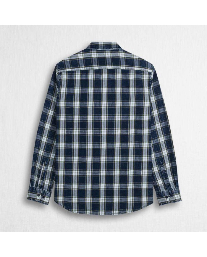 MCS CAMICIA IN COTONE A QUADRI INDIGO