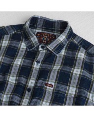 MCS CAMICIA IN COTONE A QUADRI INDIGO