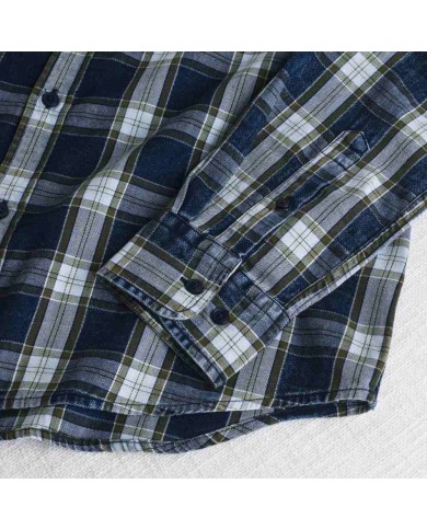 MCS CAMICIA IN COTONE A QUADRI INDIGO