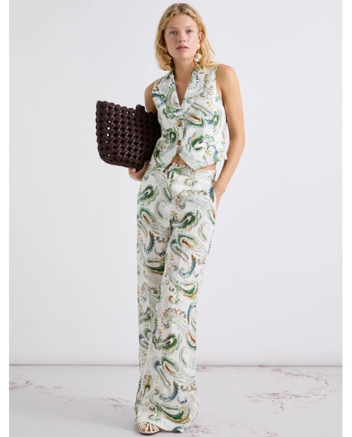 MARELLA GILET IN LINO STAMPATO