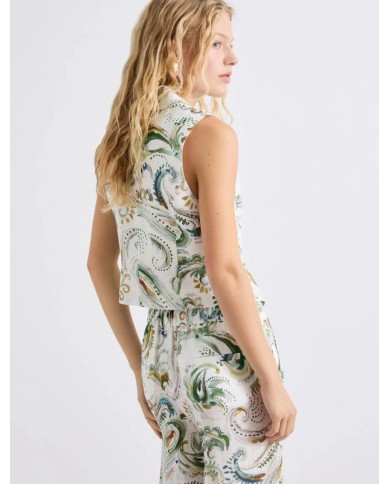 MARELLA GILET IN LINO STAMPATO