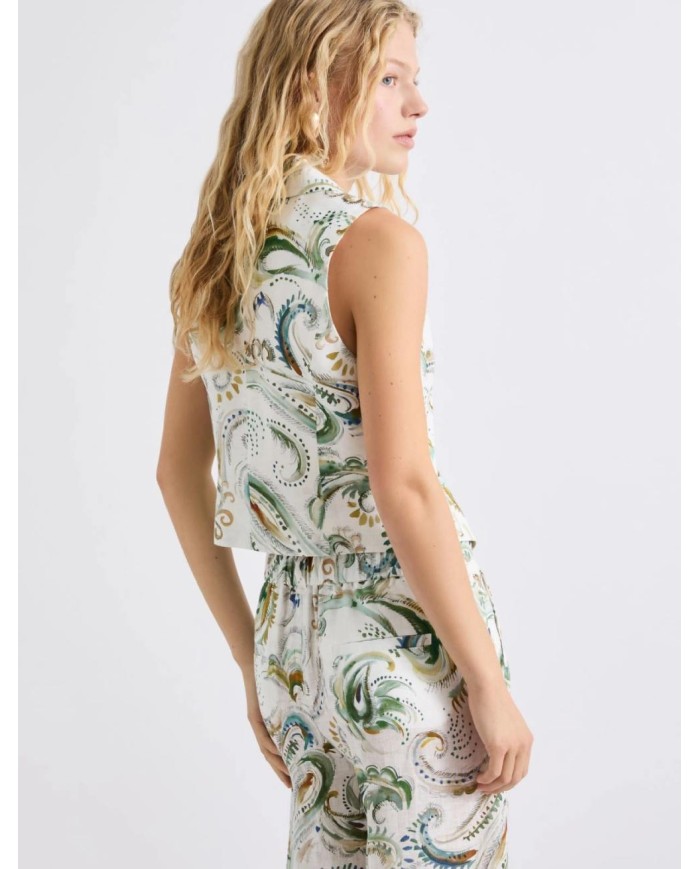 MARELLA GILET IN LINO STAMPATO