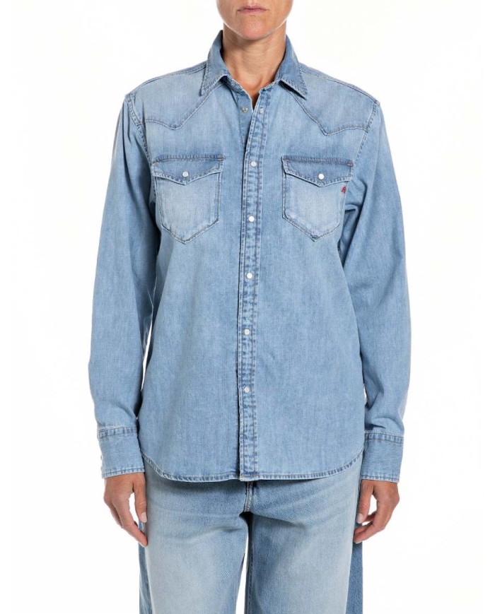 REPLAY CAMICIA WESTERN IN COTONE
