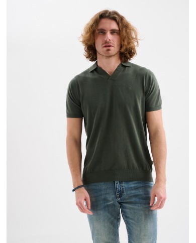 JAGGY POLO A MANICHE CORTE CON SCOLLO A V