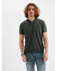 JAGGY POLO A MANICHE CORTE CON SCOLLO A V