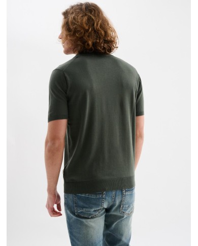 JAGGY POLO A MANICHE CORTE CON SCOLLO A V