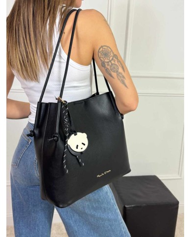 MANILA GRACE BORSA TOTE ECOPELLE LISCIA CHARM PANDA