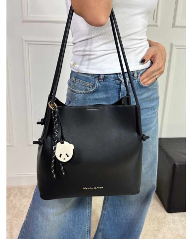 MANILA GRACE BORSA TOTE ECOPELLE LISCIA CHARM PANDA