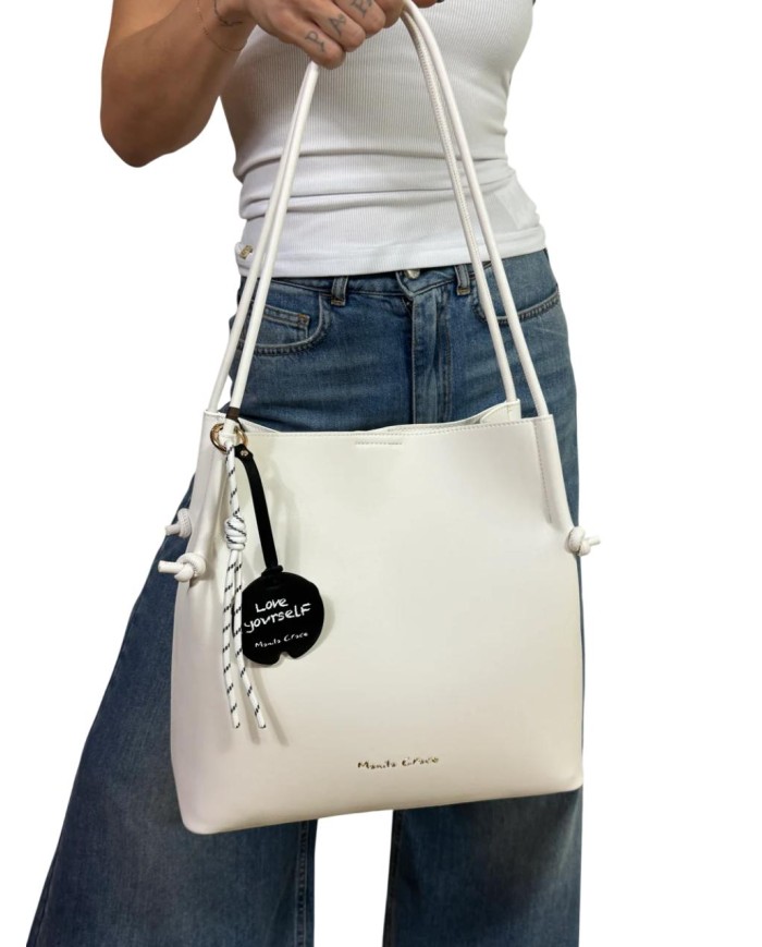 MANILA GRACE BORSA TOTE ECOPELLE LISCIA CHARM PANDA