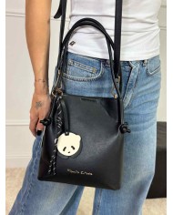 MANILA GRACE BORSA TOTE PICCOLA ECOPELLE CHARM PANDA