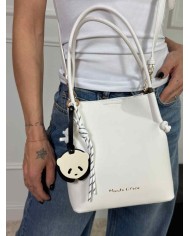 MANILA GRACE BORSA TOTE PICCOLA ECOPELLE CHARM PANDA
