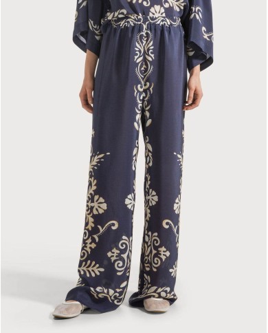 SEVENTY VENEZIA PANTALONE IN VISCOSA STAMPATA