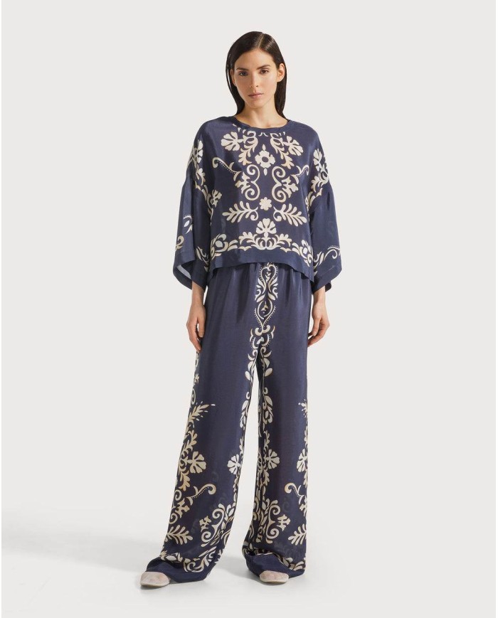 SEVENTY VENEZIA PANTALONE IN VISCOSA STAMPATA
