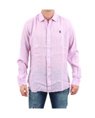 U.S. POLO CAMICIA SLIM FIT IN LINO CON COLLETTO FRANCESE