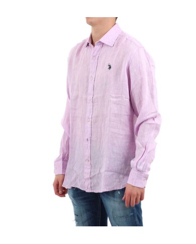 U.S. POLO CAMICIA SLIM FIT IN LINO CON COLLETTO FRANCESE