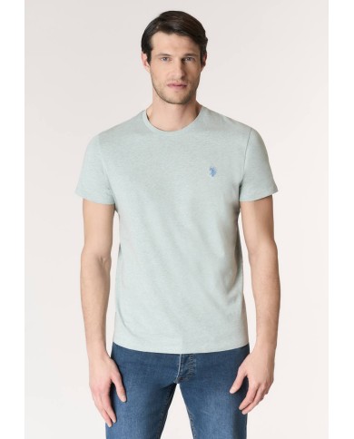 U.S. POLO MAGLIETTA IN COTONE MELANGE CON LOGO RICAMATO