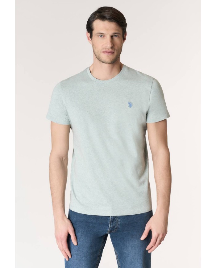 U.S. POLO MAGLIETTA IN COTONE MELANGE CON LOGO RICAMATO