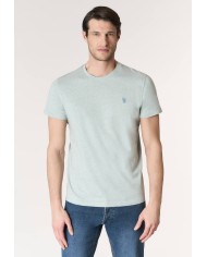 U.S. POLO MAGLIETTA IN COTONE MELANGE CON LOGO RICAMATO