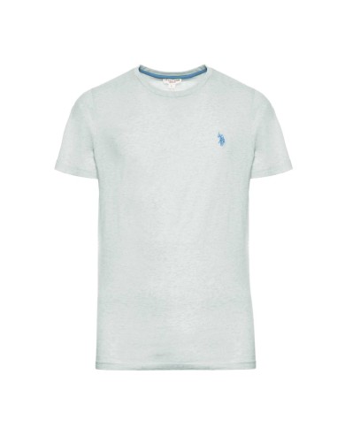 U.S. POLO MAGLIETTA IN COTONE MELANGE CON LOGO RICAMATO