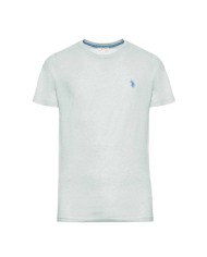 U.S. POLO MAGLIETTA IN COTONE MELANGE CON LOGO RICAMATO