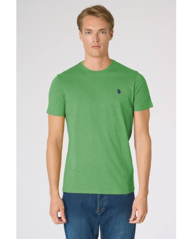 U.S. POLO MAGLIETTA IN COTONE MELANGE CON LOGO RICAMATO