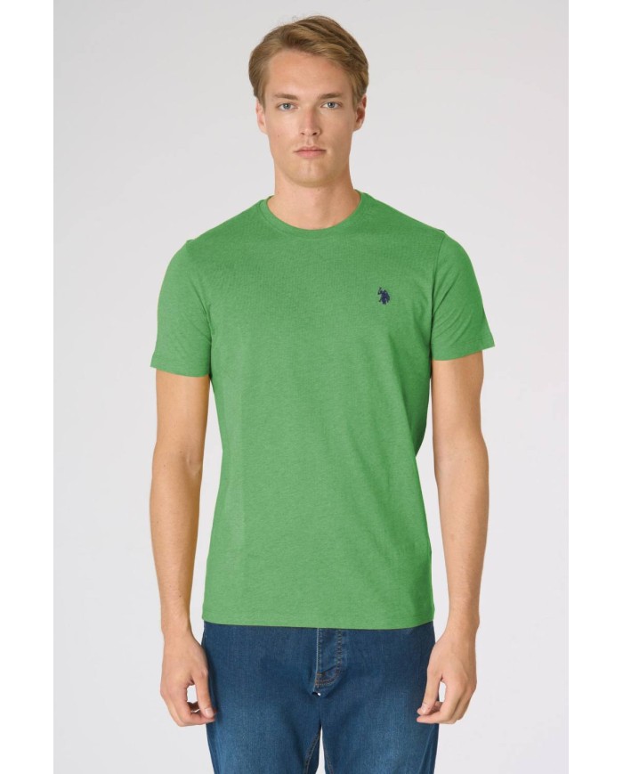 U.S. POLO MAGLIETTA IN COTONE MELANGE CON LOGO RICAMATO