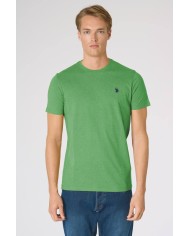 U.S. POLO MAGLIETTA IN COTONE MELANGE CON LOGO RICAMATO