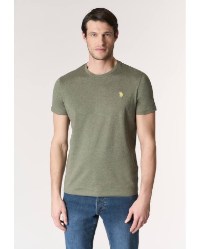 U.S. POLO MAGLIETTA IN COTONE MELANGE CON LOGO RICAMATO