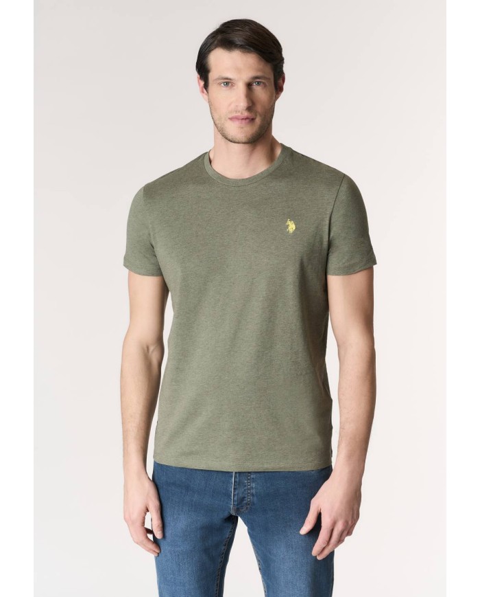 U.S. POLO MAGLIETTA IN COTONE MELANGE CON LOGO RICAMATO