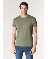 U.S. POLO MAGLIETTA IN COTONE MELANGE CON LOGO RICAMATO
