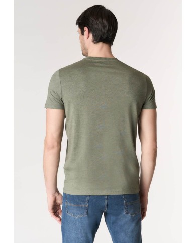 U.S. POLO MAGLIETTA IN COTONE MELANGE CON LOGO RICAMATO