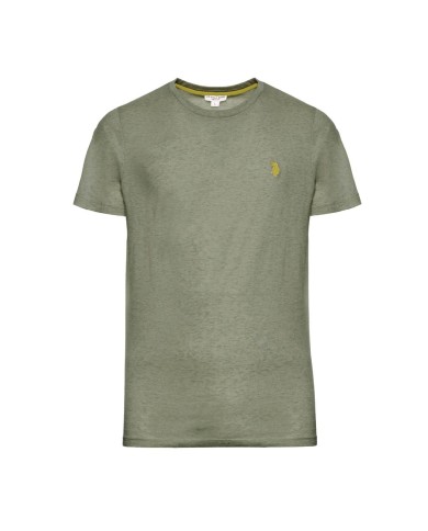 U.S. POLO MAGLIETTA IN COTONE MELANGE CON LOGO RICAMATO