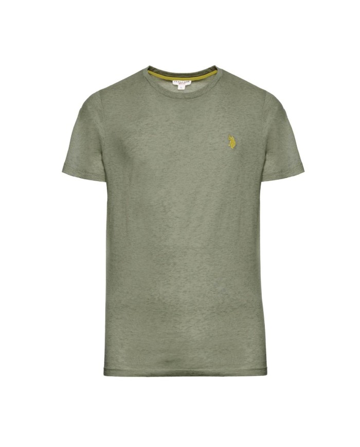 U.S. POLO MAGLIETTA IN COTONE MELANGE CON LOGO RICAMATO