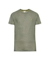 U.S. POLO MAGLIETTA IN COTONE MELANGE CON LOGO RICAMATO
