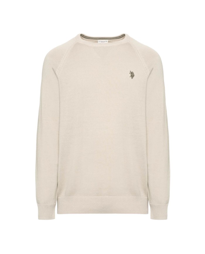 U.S. POLO MAGLIA GIROCOLLO IN COTONE OVERDYED