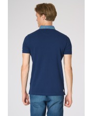 U.S. POLO POLO SHIRT IN COTONE INDIGO CON COLLETTO A CONTRASTO
