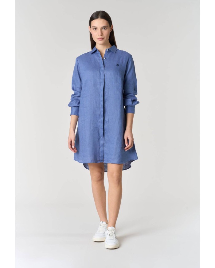 U.S. POLO ABITO CHEMISIER IN LINO COLLETTO CLASSICO