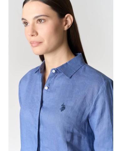 U.S. POLO ABITO CHEMISIER IN LINO COLLETTO CLASSICO