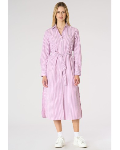 U.S. POLO ABITO CHEMISIER A RIGHE CON CINTURA IN VITA