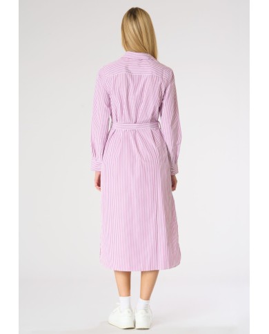 U.S. POLO ABITO CHEMISIER A RIGHE CON CINTURA IN VITA