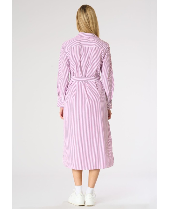 U.S. POLO ABITO CHEMISIER A RIGHE CON CINTURA IN VITA