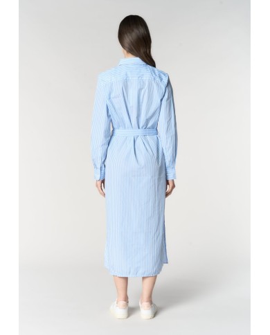 U.S. POLO ABITO CHEMISIER A RIGHE CON CINTURA IN VITA