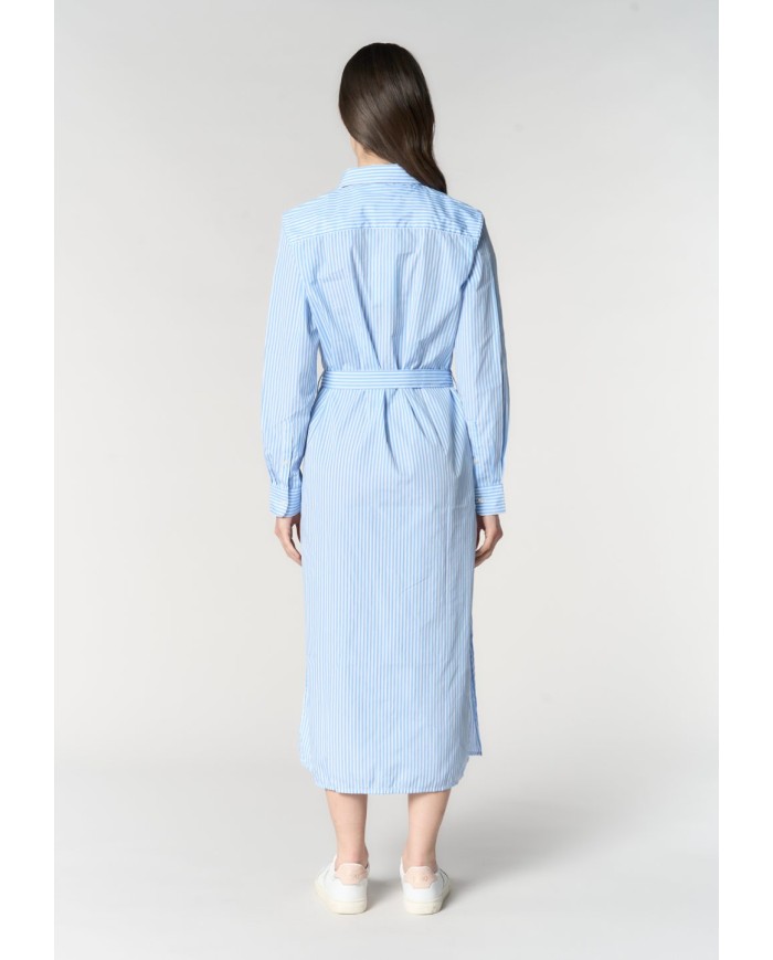 U.S. POLO ABITO CHEMISIER A RIGHE CON CINTURA IN VITA