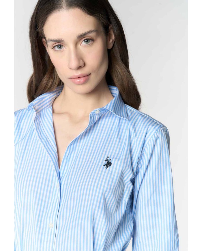 U.S. POLO ABITO CHEMISIER A RIGHE CON CINTURA IN VITA