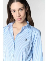 U.S. POLO ABITO CHEMISIER A RIGHE CON CINTURA IN VITA