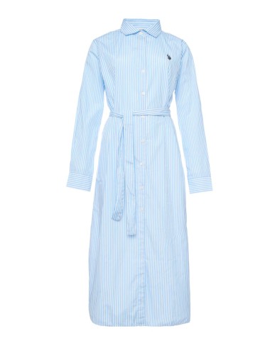 U.S. POLO ABITO CHEMISIER A RIGHE CON CINTURA IN VITA