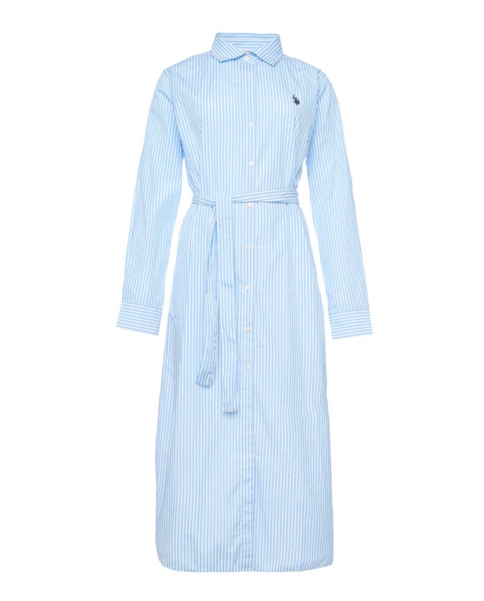U.S. POLO ABITO CHEMISIER A RIGHE CON CINTURA IN VITA
